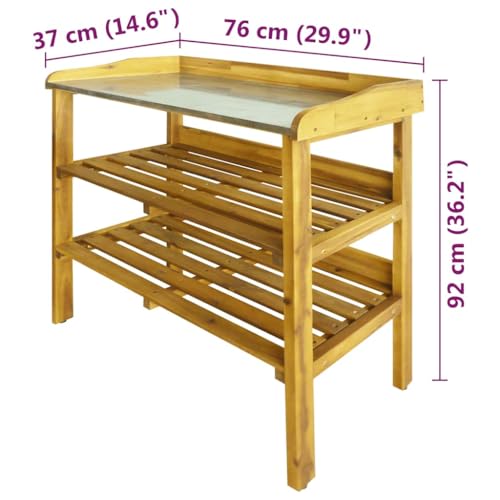 Table de pot compacte en bois d'acacia massif pour terrasse - 8