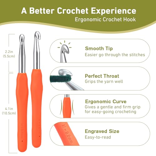 Image of 9mm Crochet Hook, Super Smooth 9 mm Ergonomic Crochet Hooks for Beginners | Comfort Crochet Needle for Arthritic Hands, Knitting Needles with Soft Handle,1 Pack