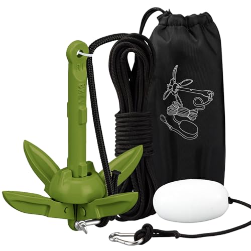 Image of MorningRo 1 Pack 1.5 /3.5 lb Marine Kayak Anchor Kit with 40ft Rope and Buoy Folding Grapnel Boat Anchor Kit Kayak Fishing Accessories for Small Boats, Canoe, SUP Paddle Boards