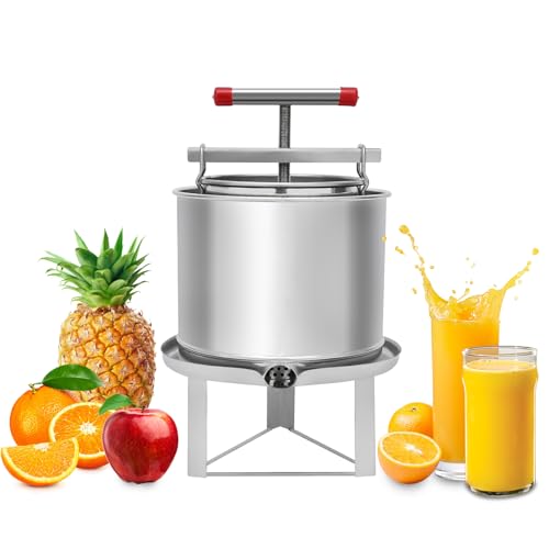 Fruit Wine Press, Apple Press For Cider 12.6L/3.32Gal 2 Stainless Steel Barrels, Manual Juice Maker, Cider Apple Grape Tincture Vegetables Honey Olive Oil Making