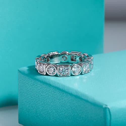 Raivari Moissanite Eternity Wedding Band Ring, 2.8Ctw 3.5Mm D Color Lab Diamond 18K Gold Plated Silver Ring For Women With Certificate 4 #TOP4