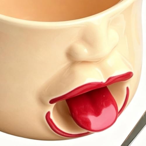 Tazas de café novedosas de 255 ml con cuchara decorativa de cerámica 8