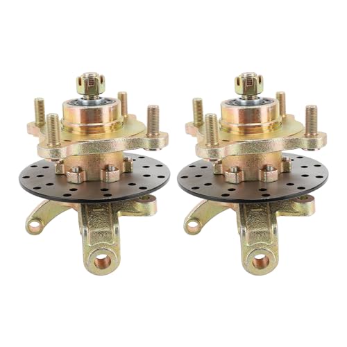1 Paar Lenkung Strebe Knöchel Spindeln, Metallrad -Hubs Flanschkit mit Bremsscheibe für Cart Go Kart Quad Bike ATV UTV, mit Radstummel Achse Strebe Bremsscheibe
