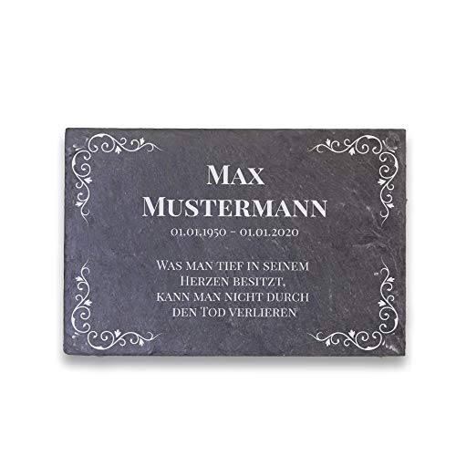 Personalisierte Gedenktafel Aus Schiefer – Für Urnengrab, Grabstein, Trauerfeier, Made In Germany