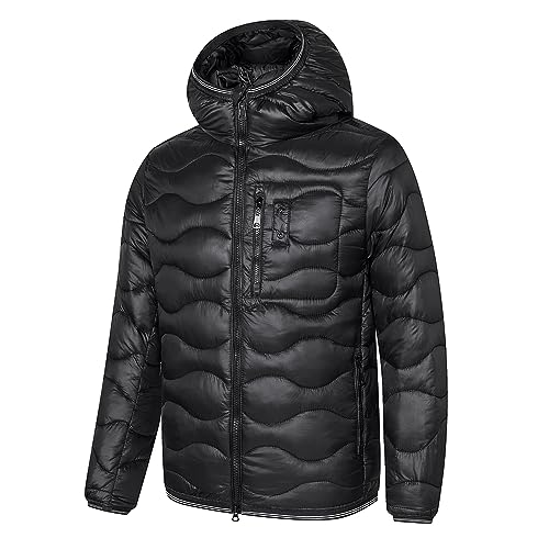 Chiusura cerniera TONY BACKER jacket piumino uomo giubotto 100 grammi con cappuccio Regular Fit (NERA, XL)