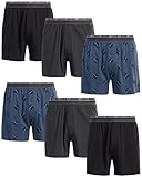 Lucky Brand Men's Underwear - 100% Cotton Knit Boxers (6 Pack), Size Small, Black/Blue/Grey