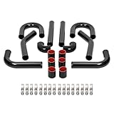KUAFU 2.5 Inch 8PCS Universal Aluminum Intercooler Piping U-Pipe Kit & Stainless Steel T-Bolt Clamps & Coupler DIY Kit Black