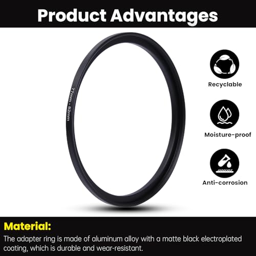 Anillo Adaptador Metálico Step Up - 77 mm a 82 mm - Compatible con Filtros UV, CPL, ND, Parasol y Objetivos con Rosca de 82 mm miniatura 3