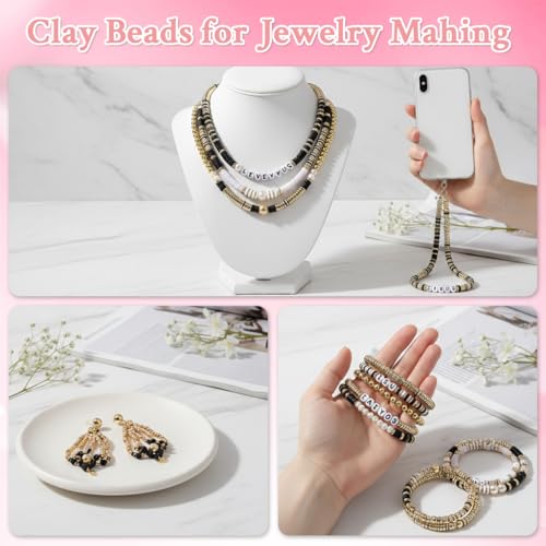 Image of SANNIDHI DIY Bracelet Making Kit Clay Disc Clay Alphabet Beads for Bracelet Making Set for Adults Girls 7-14 Years Beaded Craft Kit for DIY Necklaces Ankle Chain Phone Charms