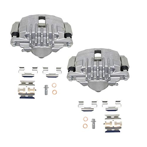 Image of TRQ Rear Brake Caliper Set Zinc Coated Brackets Hardware Compatible with 1998-2005 Chevrolet Blazer 1998-2004 S10 1998-2001 GMC Jimmy Sonoma 1998-2000 Isuzu Hombre 1997-2001 Oldsmobile Bravada