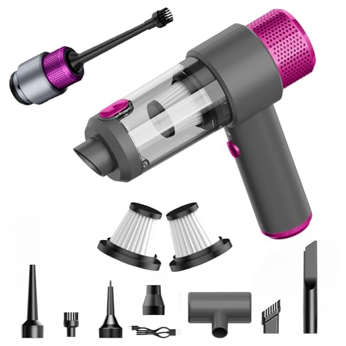 QQLIKE Aspirateur à Main, Mini aspirateur Portable léger, Rechargeable par USB, 15 000 Pa, aspirateur de Voiture, 4 000 mAh, Humide et Sec, pour la Voiture, la Maison, Les Poils d'animaux, Rose Red
