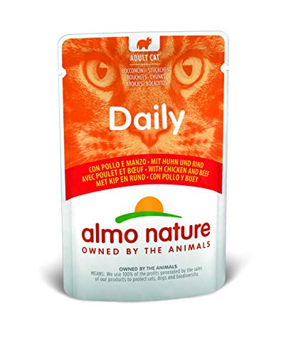 almo nature - Cibo Quotidiano per Gatti con Pollo e Manzo, 70 g, Confezione da 30