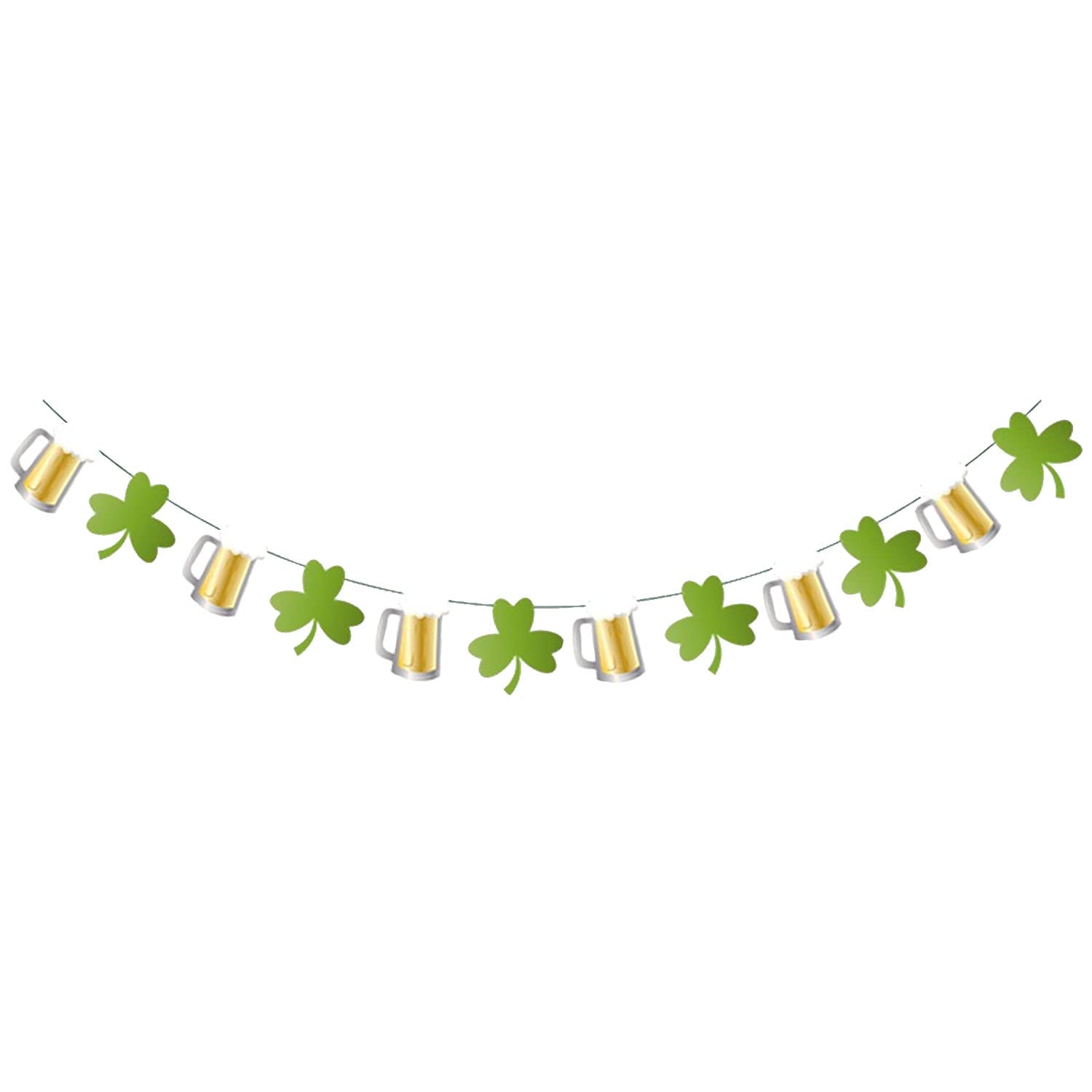 AKH® St. Patrick's Day Foil Banner | 3.65m / 12ft | Green Foil Hanging Shamrock Bunting Banner St Patrick’s Day Irish Party Garland Decorations St Patricks Day Decorations Party