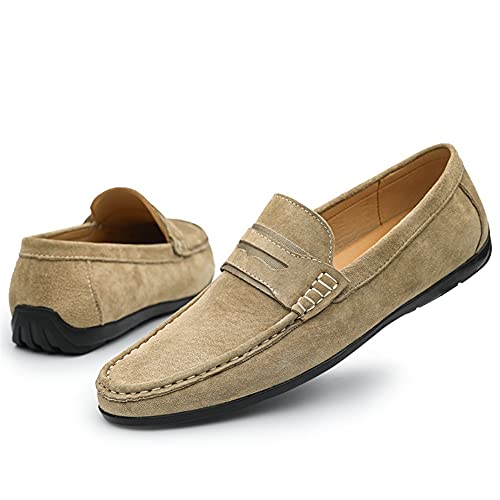 HOOENG Driving Moccasins for Men Lightweight Simple Penny Loafers Leather Resistant Anti-Slip Lightweight Flexible Flat Heel Casual Slip On2
