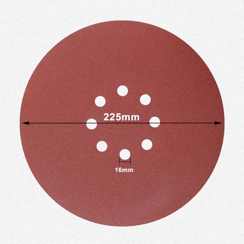 MAXXT 225mm Drywall Sander Sandpaper #40 25Pcs Hook & Loop Discs - Aluminum Oxide - 8 Holes, 40 Sandpaper Not Compatible R7202-F - Image 2