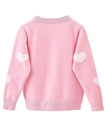 Girl's Cardigan Long Sleeve Winter Heart Colorful Rainbow Button Up Knit Sweater Coat for Kids Girl 2-7 Years2