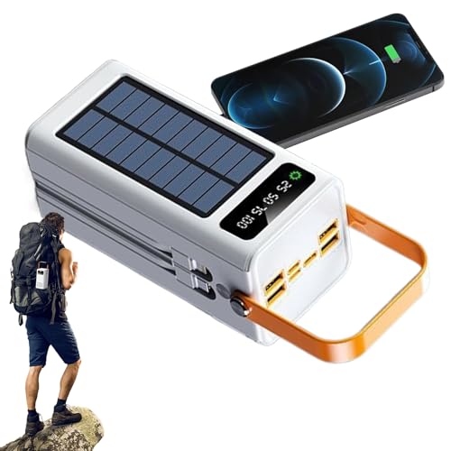Cargador Solar Portátil – Banco de Energía 50000mAh 120W | Batería Externa con Luz, 4 Puertos USB, Cables...