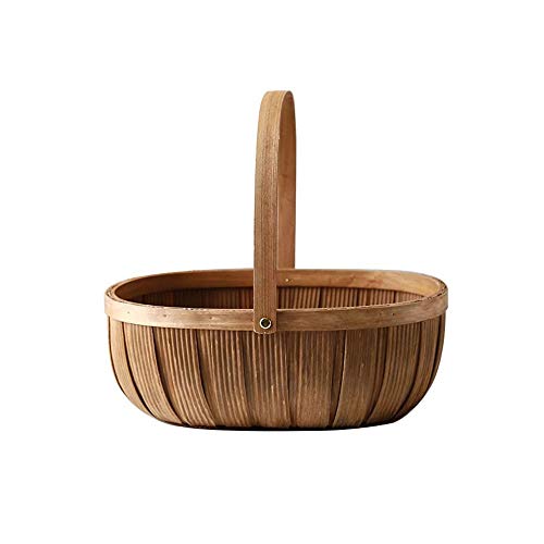 jeerbly Weidenkorb, leer, ovaler Weidenkorb, geflochten, Oster-Aufbewahrungskorb, Wein-/Obstkorb mit Griff, Picknickkorb, Geschenk, 23 x 17 x 9,5 cm Cover