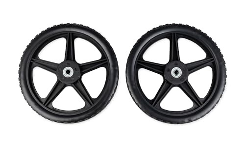 Image of Camco Rhino Replacement Rear Wheels for RV Tote Tank, 12 Inch No-Flat Wheels with Bearings, Fits 1 /2 Inch Shaft, 220 Lb Rating, Black, Set of 2
