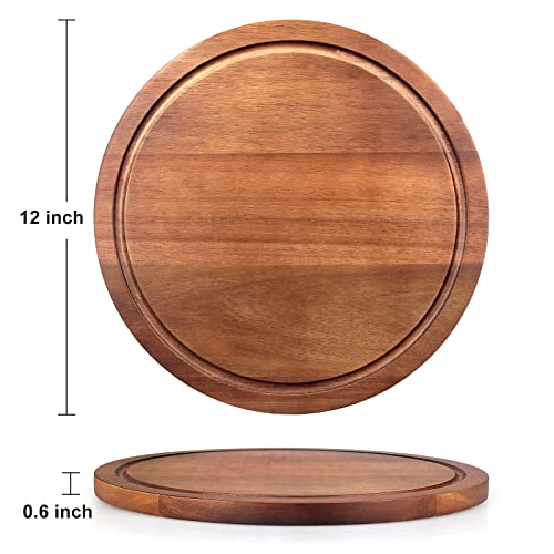 Tabla de cortar redonda de madera de Acacia 30.48 cm miniatura 7