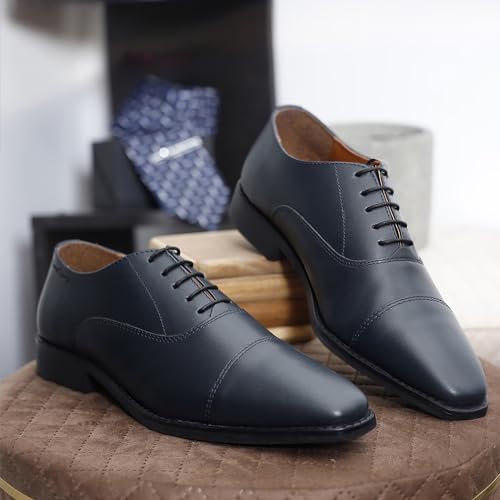 Image of LOUIS STITCH Men's Derby Shoes | Handmade Italian Leather Formal Shoes | Classic Lace-Up Derby Shoes for Men | Premium, Office & Wedding Shoes | Sizes 6-12