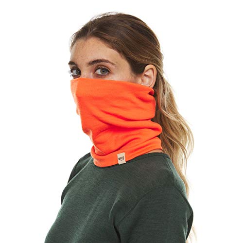 100% Merino Wool - Midweight Neck Gaiter - Skiing Neck Warmer - Winter Face Mask - Multipurpose Headwear - Blaze Orange - Moisture Wicking Neck Wear - Thumbnail 2