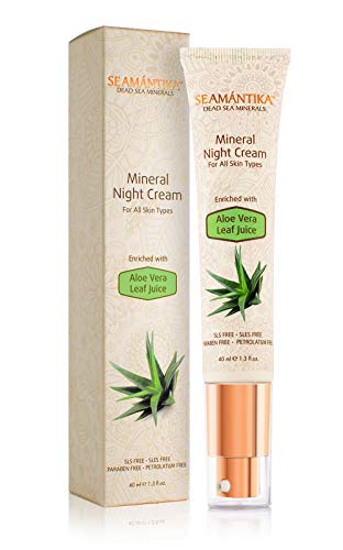 Moisturizer Mineral Night Cream - For All Skin Types Ultra-Soothing Aloe Vera Juice. Breakthrough Anti-Wrinkle Technology â€“ For Face and Neck By SEAMANTIKA
