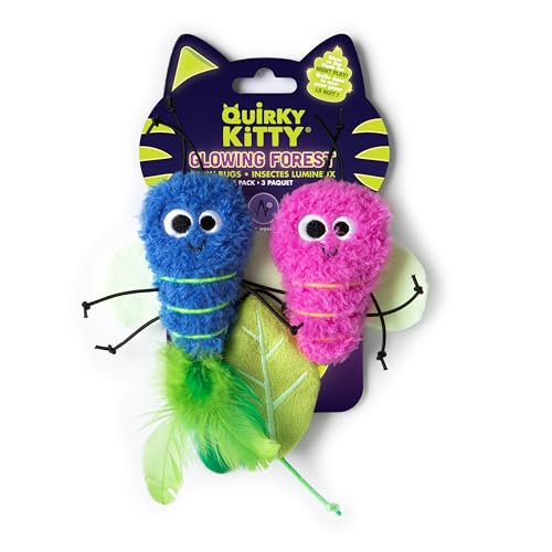 Quirky Kitty Glowing Forest Glow Bugs Catnip Cat Toy for Chase and Pounce Pack of 3 Bugs