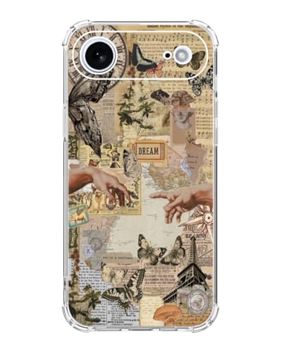 Coque iPhone air vintage en TPU beige motif collage tour Eiffel