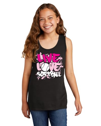 Threadrock Girls Live Love Softball Youth Tank Top3