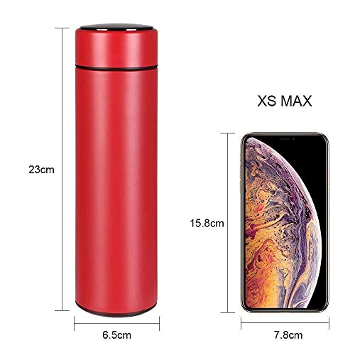 Flintronic Taza de Viaje, Termo Taza 500ML, Frasco de Vacío de Acero Inoxidable, Travel Mug Pantalla LED Táctil Inteligente con Temperatura, Térmica de Doble Pared, Aislado al Vacío-Rojo - Imagen 4