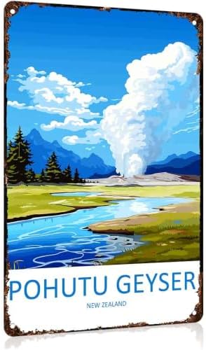 Pohutu Geyser New Zealand Landscape Vintage Travel Metal Sign 8 x 12 Inch image 2