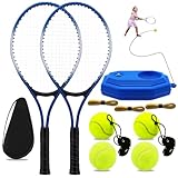 ZHUOKECE 21" Tennis Rackets for Kids, 2 Players Recreational Tennis Rackets Set for Beginners with 4 Tennis Balls, 3 Overgrips, 1 Tennis Bag (Blue)