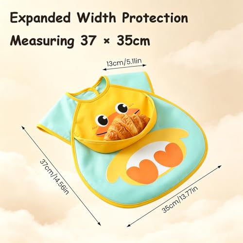 Image of SNOWIE SOFT Sleeved Bib Baby Bib with Pocket, Toddler Bib, Smock, Washable and Lightweight Waterproof Fabric, Fits Bibs for Baby 6 Months+