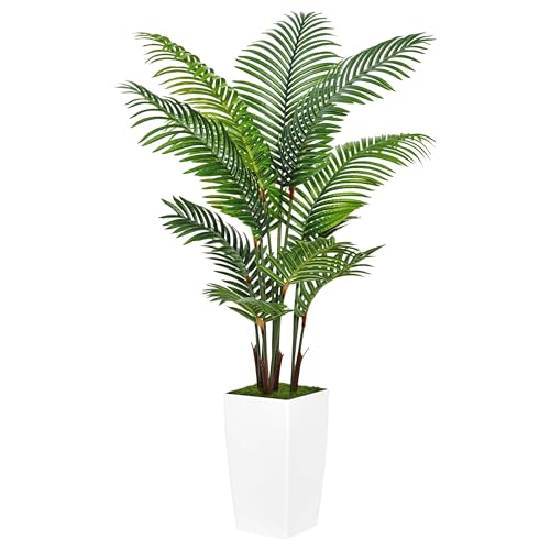 Artificial Plants Indoor - Fake Tree with White Tall Planter - Faux Floor...