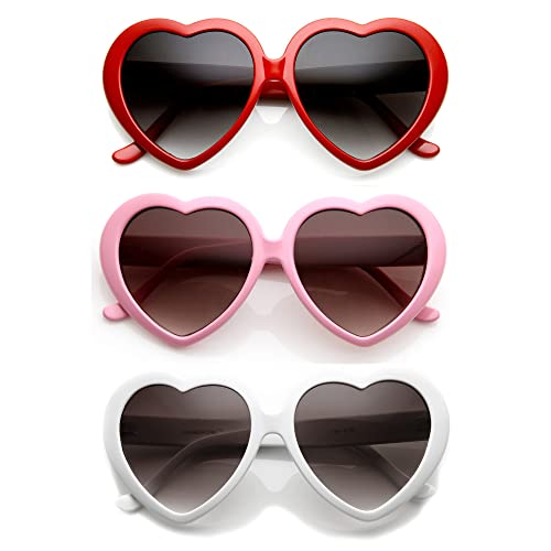 Image of zeroUV Oversized Heart Shaped Sunglasses UV400 Cute Trendy Love Fashion Eyewear for Women 52mm