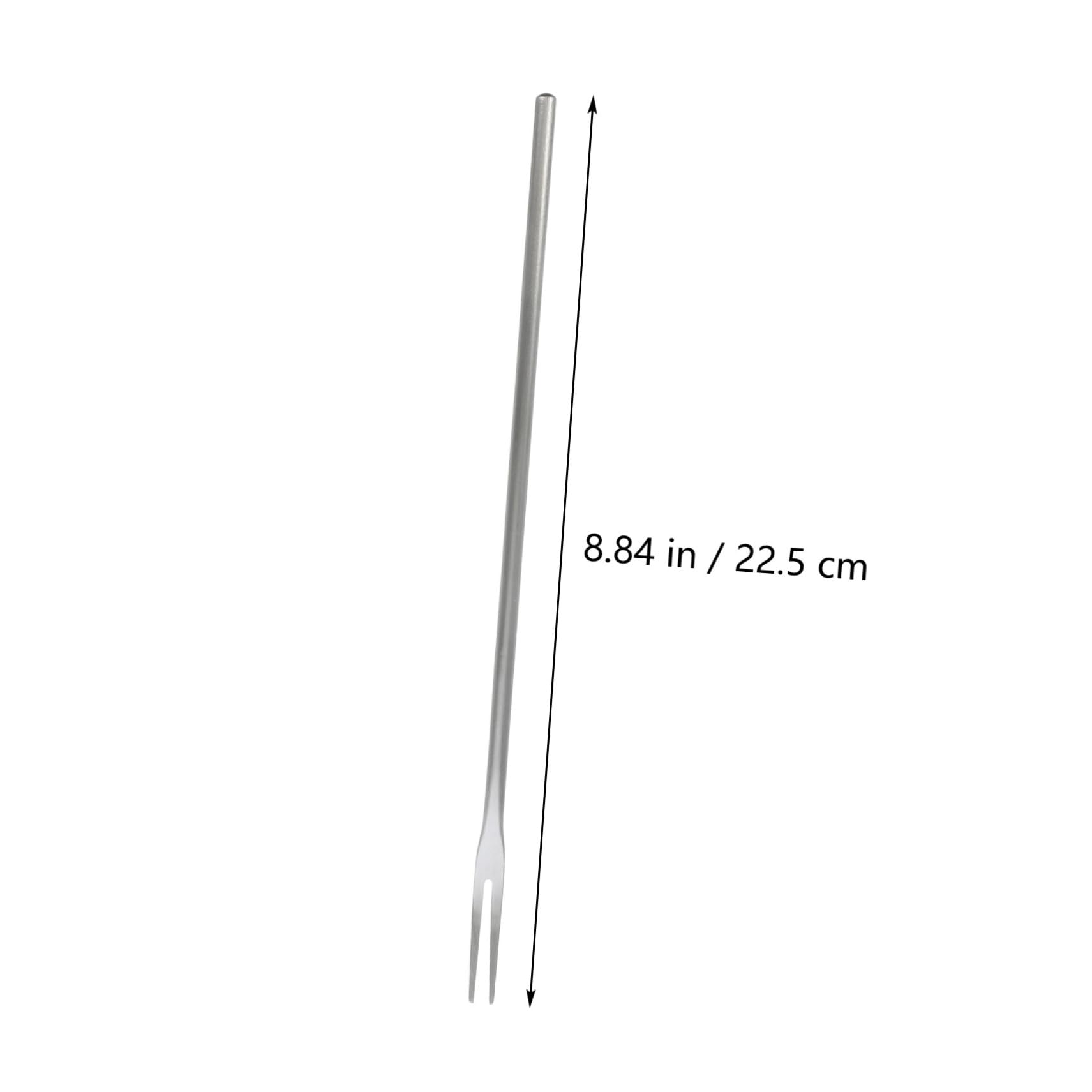 OFFSCH 2pcs Stainless Steel Fruit Forks with Long Handles Dual Teeth Dessert Forks for Cake Stylish Party Supplies for Home Banquet and Bar Use