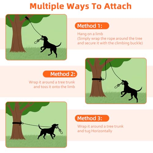 Tivray Bungee-Ziehspielzeug für Hunde, Outdoor-Hundespielzeug zum Aufhängen mit 3 Kauseilen, Interaktives Zugseil für kleine, mittlere & große Hunde zum Spielen & Trainieren am Baum, Schwarz+Grau