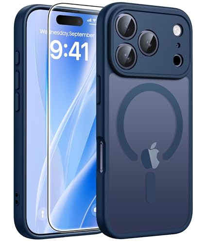 Image of FNTCASE for iPhone 17 Pro Max Case: [Compatible with Magsafe] Translucent Matte Cases with [Full Camera Protection] [Screen Protector] Military Grade Shockproof Protective Phone Cover - Blue
