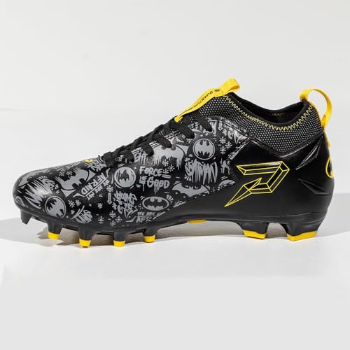 Phenom Elite Batman Football Cleats, Quantum Speed, Mid Top, Black, Water Resistant4