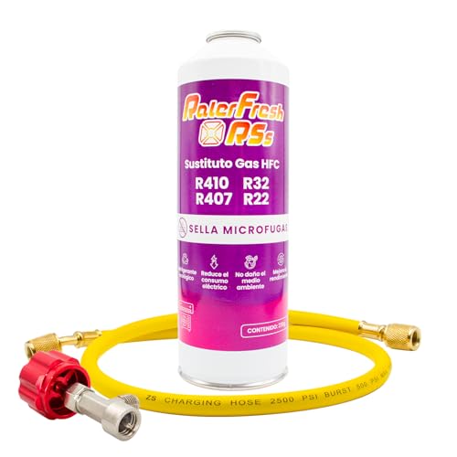 Ralerfresh RS R410, R32, R407 e R22 Ricarica di gas refrigerante organico per climatizzazione, Split ecologico efficace, ricarica rapida (bombola + tubo)