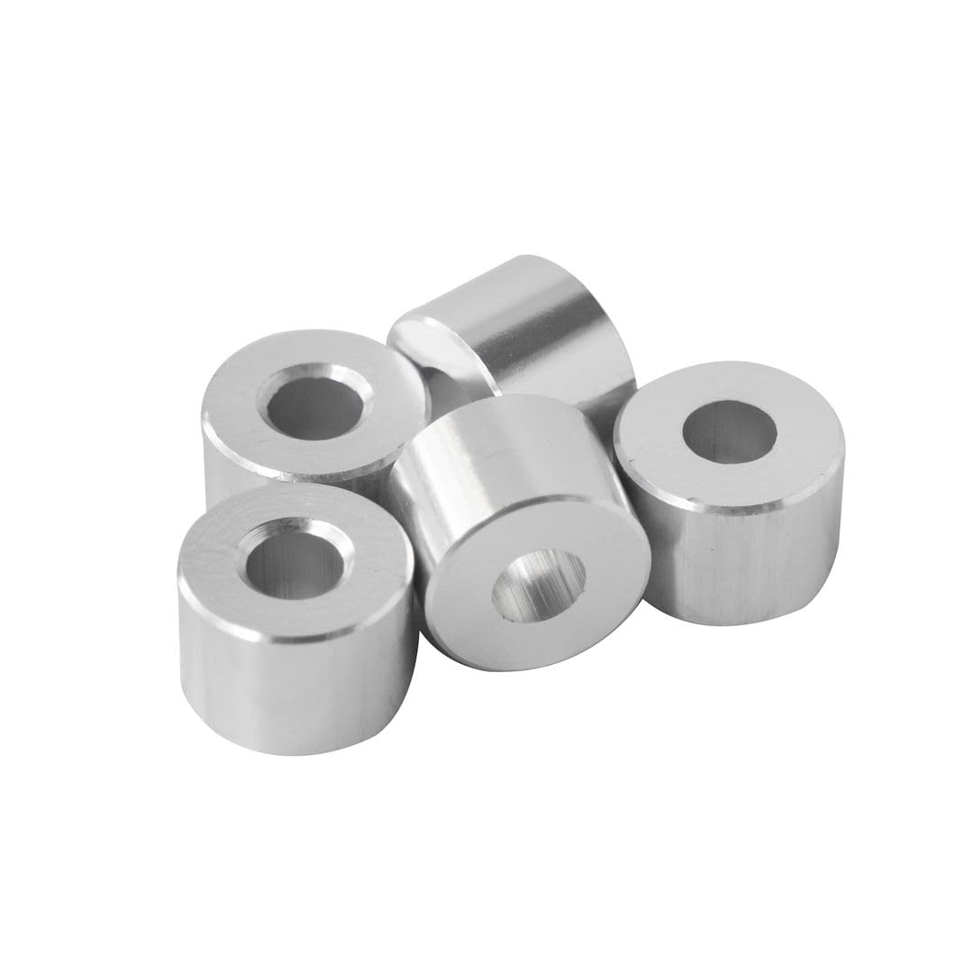Aluminum Spacer 5/8 OD x 1/4 ID x Choose Your Length, Round Spacer Unthreaded Standoff Bushing Plain Finish, Fits screws bolts 1/4 or M6 by Metal Spacers Online (7/16 Length, 2 Pack)