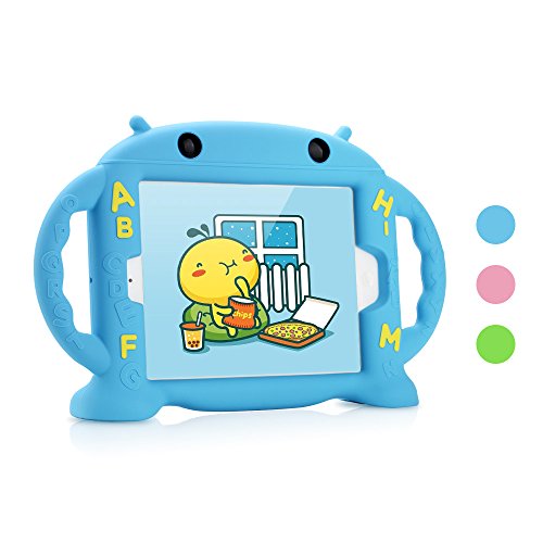Dwopar iPad Mini 1 2 3 4 Case for Kids, Soft Silicone Kids Proof Case with Carrying Handle Shockproof Baby Proof Protective and Durable Cover with Stand for Apple iPad Mini 1 2 3 4 Robot Baby - Blue