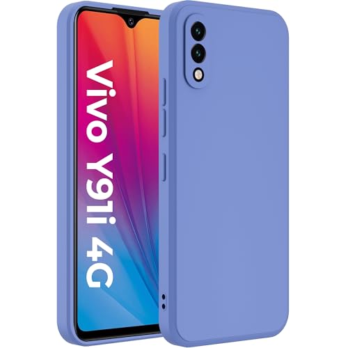 Image of A rtistque Liquid Silicone Back Cover Case for Vivo Y91i Matte Shockproof TPU Soft Flexible with Camera Protection - Blue
