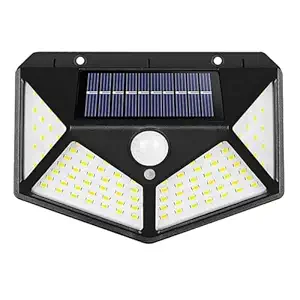 RIVPRA Solar Rechargable Light Outdoor 100 LEDs Solar Motion Sensor Light with Solar Panel and 3 Modes with IP65 Protection, Waterproof and Dustproof with Wide Angle Lighting