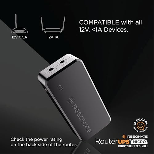 Image of RESONATE RouterUPS Micro | Original Router UPS for 12V WiFi Router & Modem | Uninterrupted Power Backup Upto 4 Hours During Powercut | Compact Mini UPS with Intelligent Charging