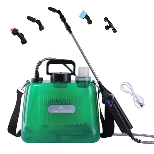 Drucksprüher, 8L Akku Drucksprüher für Garten, 7.4V LED Anzeigetafel Elektrischer Pflanzensprüher mit 4 Verstellbaren Düsen,3...