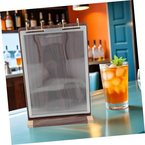 Support Menu Bois Noyer Double Face Présentation Tabletop Restaurant Café KOMBIUDA - 6