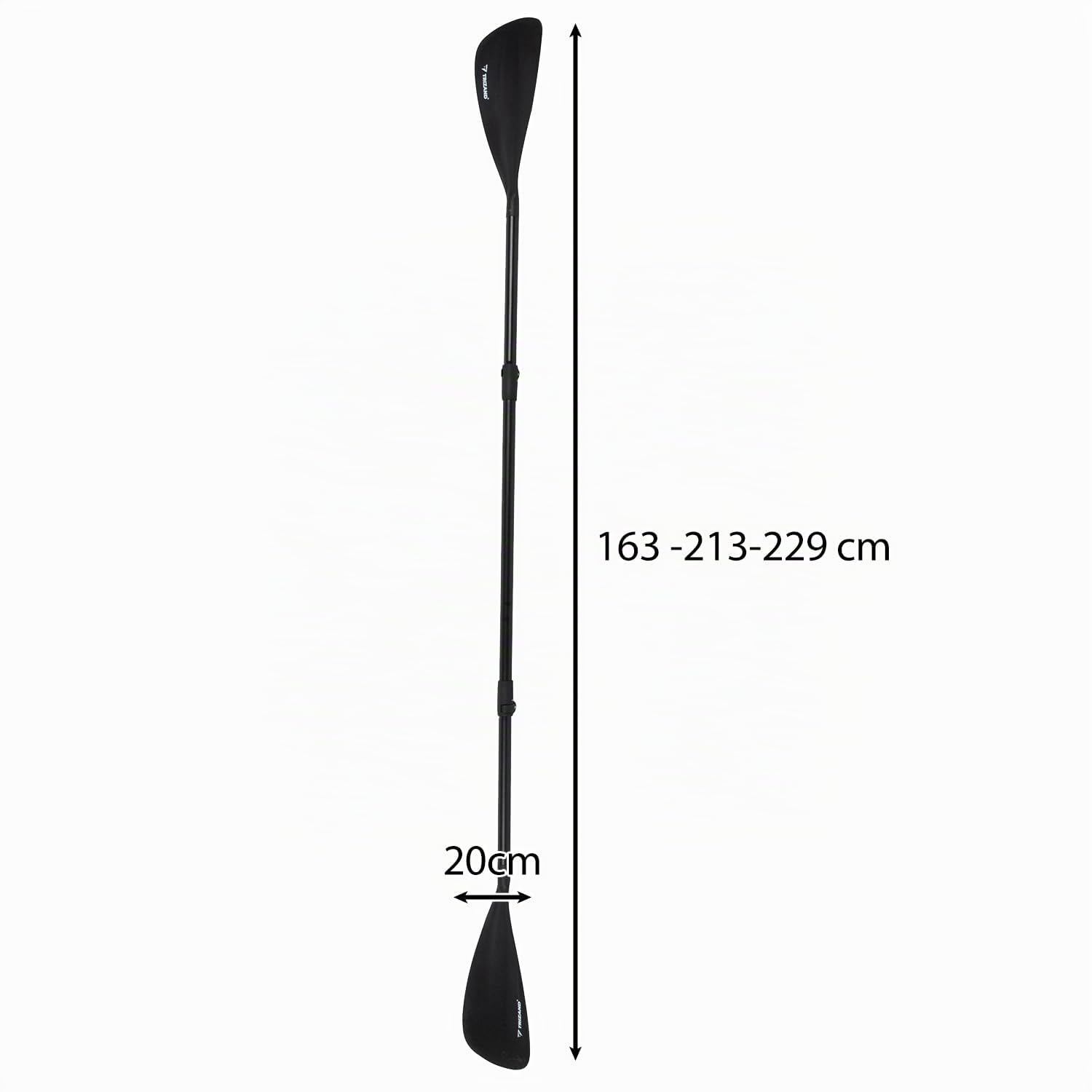TRIZAND Remo para SUP y kayak 2 en 1, ajustable de 163 a 229 cm, 4 piezas, ligero y resistente, aluminio + nailon, para paddleboard y kayak, color negro