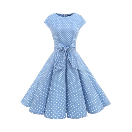 Dressystar DS1956 - Vestido, estilo Audrey Hepburn, clásico, retro, años 50 y 60, diseño con manga corta, Sky Blue, XXL